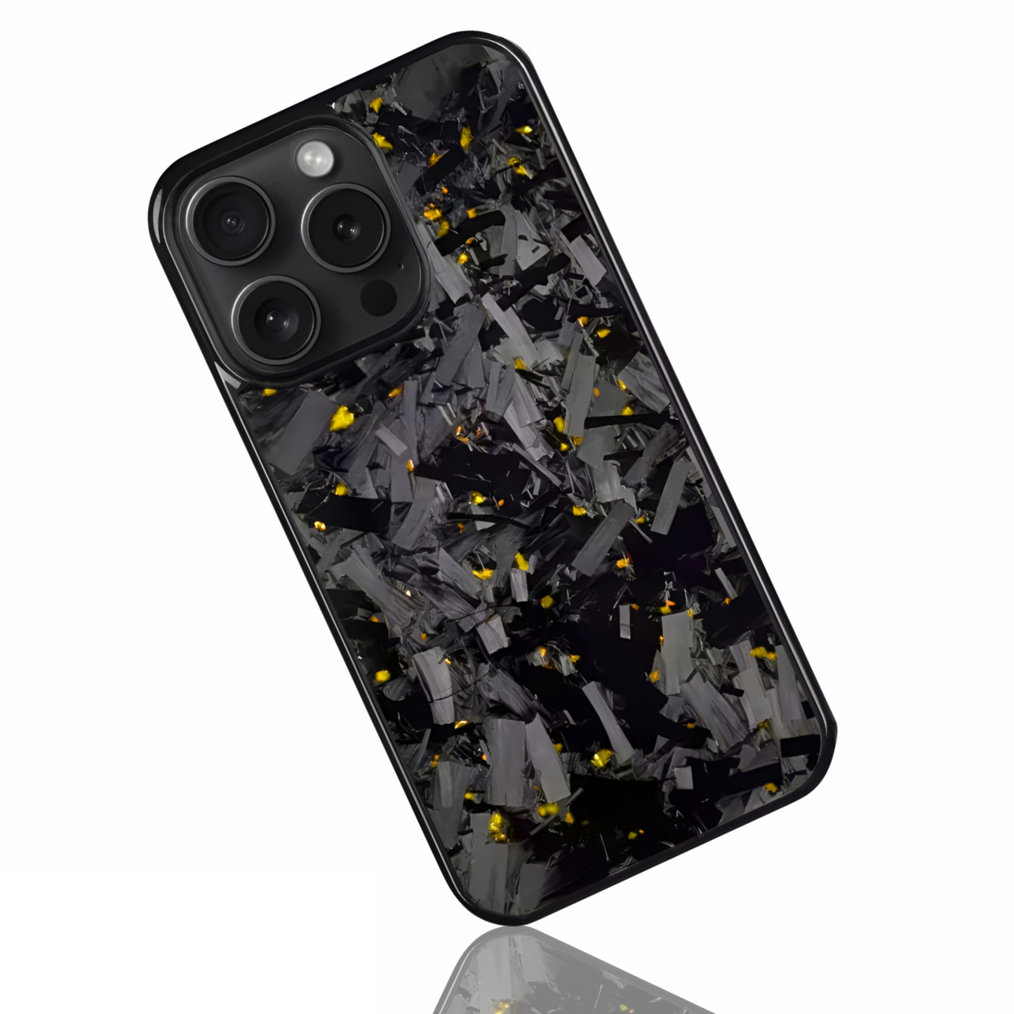 iPhone Large Forged Carbon Fiber Flakes Case | Gold