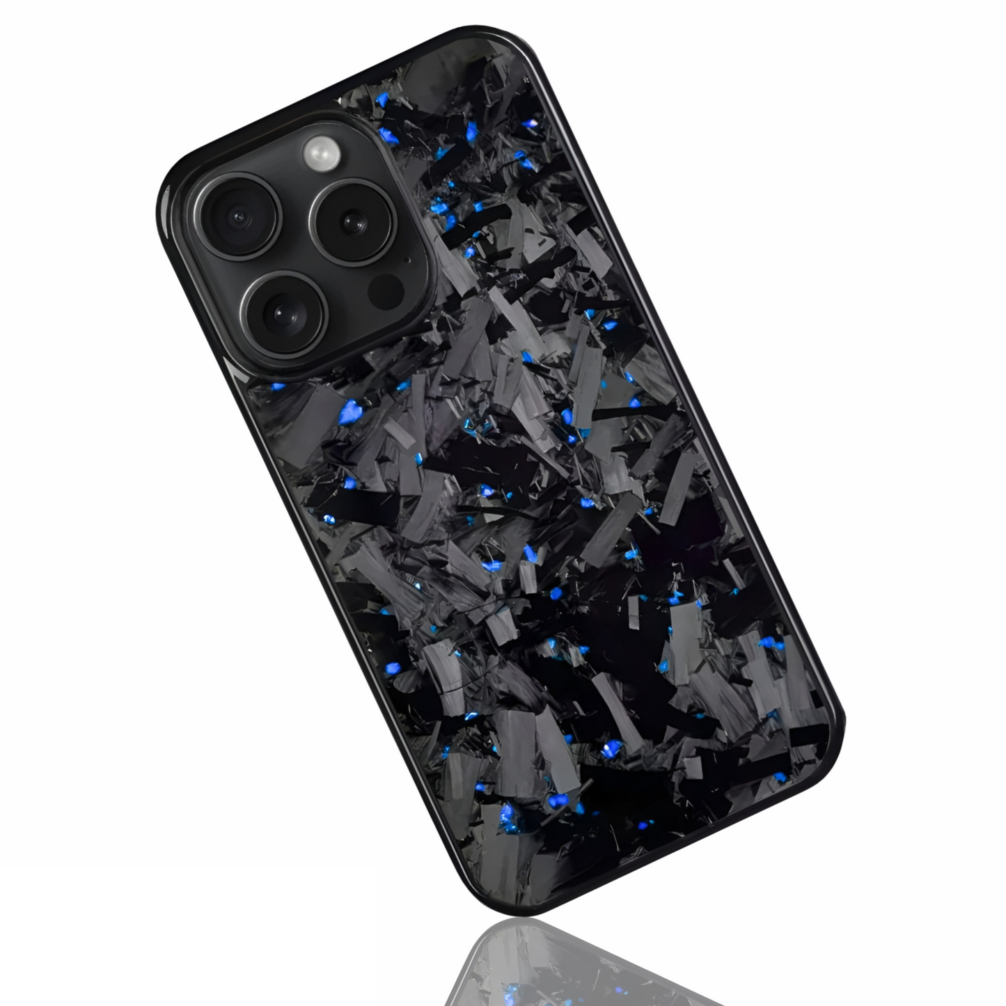 iPhone Large Forged Carbon Fiber Flakes Case | Blue