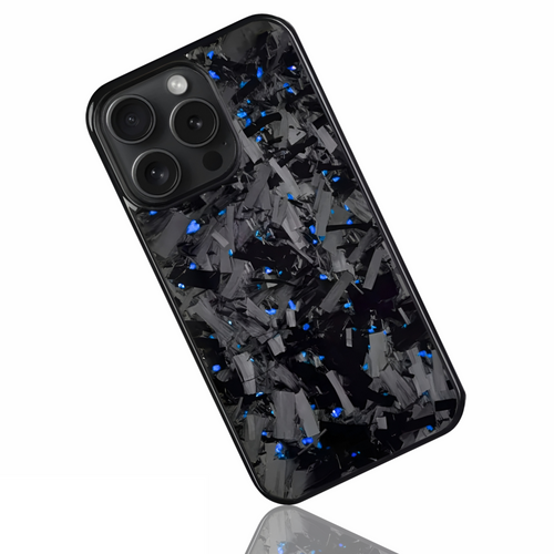 iPhone Large Forged Carbon Fiber Flakes Case | Blue