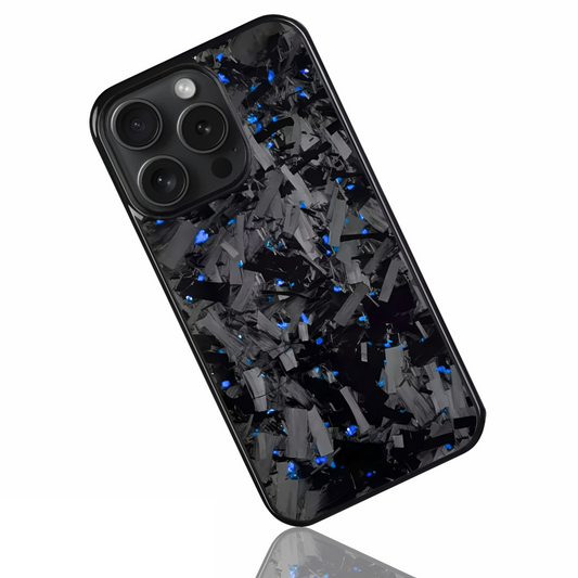 iPhone Large Forged Carbon Fiber Flakes Case | Blue