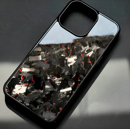 iPhone Large Forged Carbon Fiber Flakes Case | Ruby