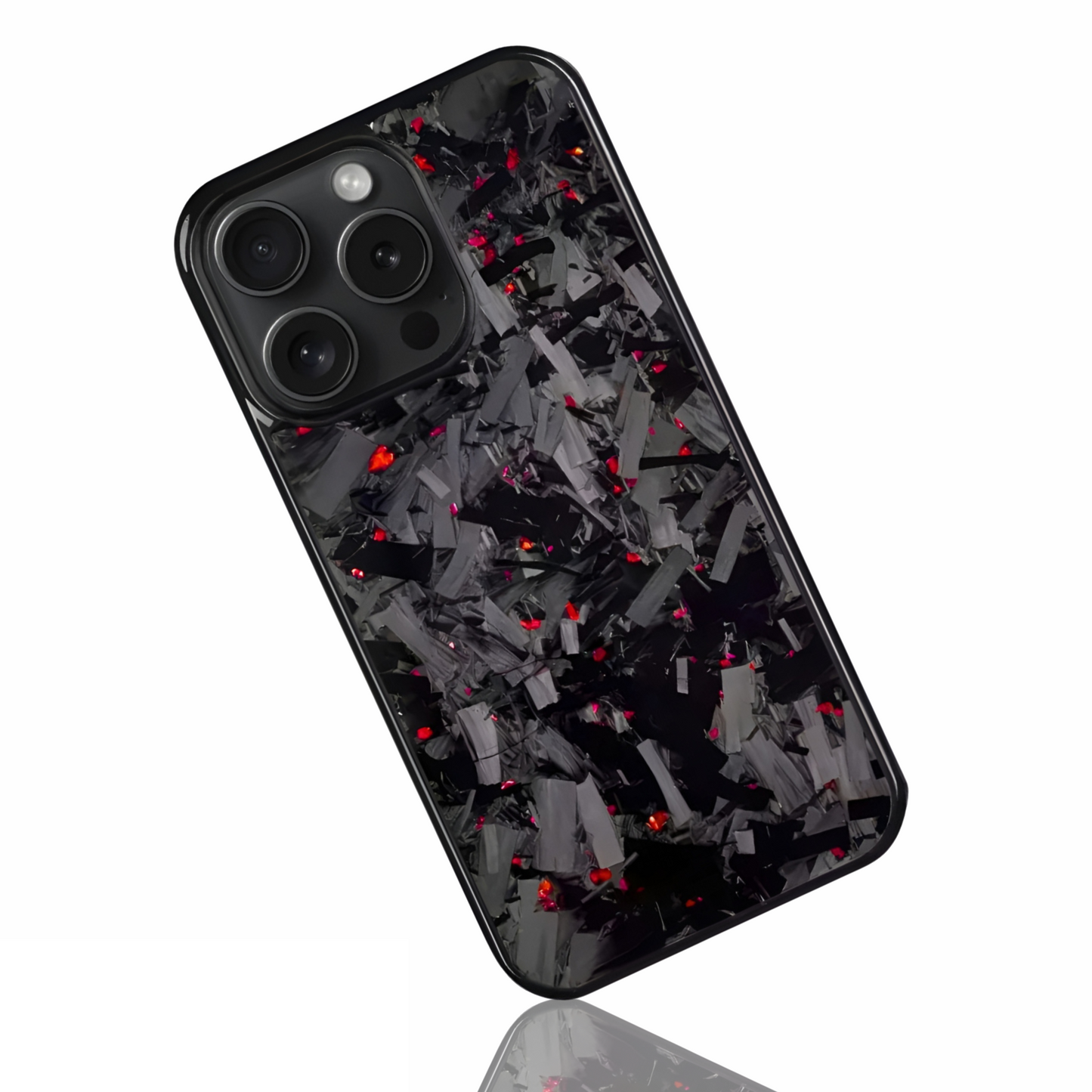 iPhone Large Forged Carbon Fiber Flakes Case | Ruby